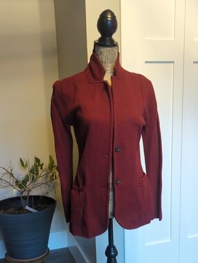 J. Crew Maroon Knit Blazer with Button Front